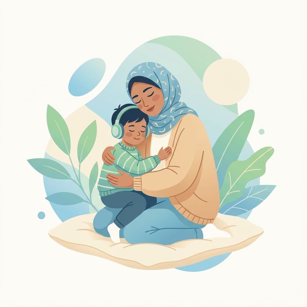 Mutlu anne ve çocuk illüstrasyonu